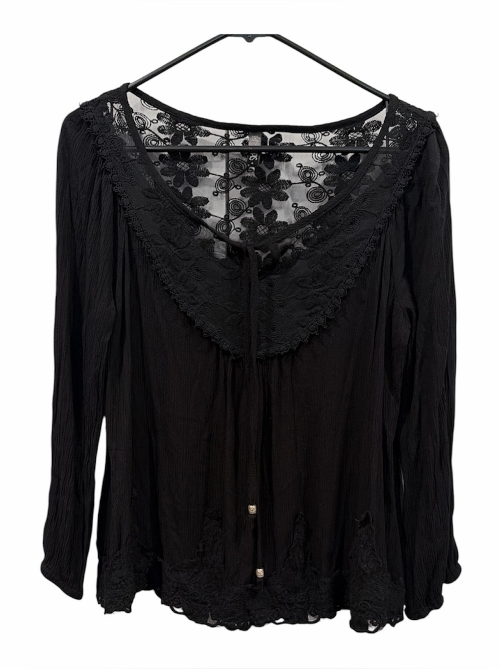 Lapis Black Floral Lace Top